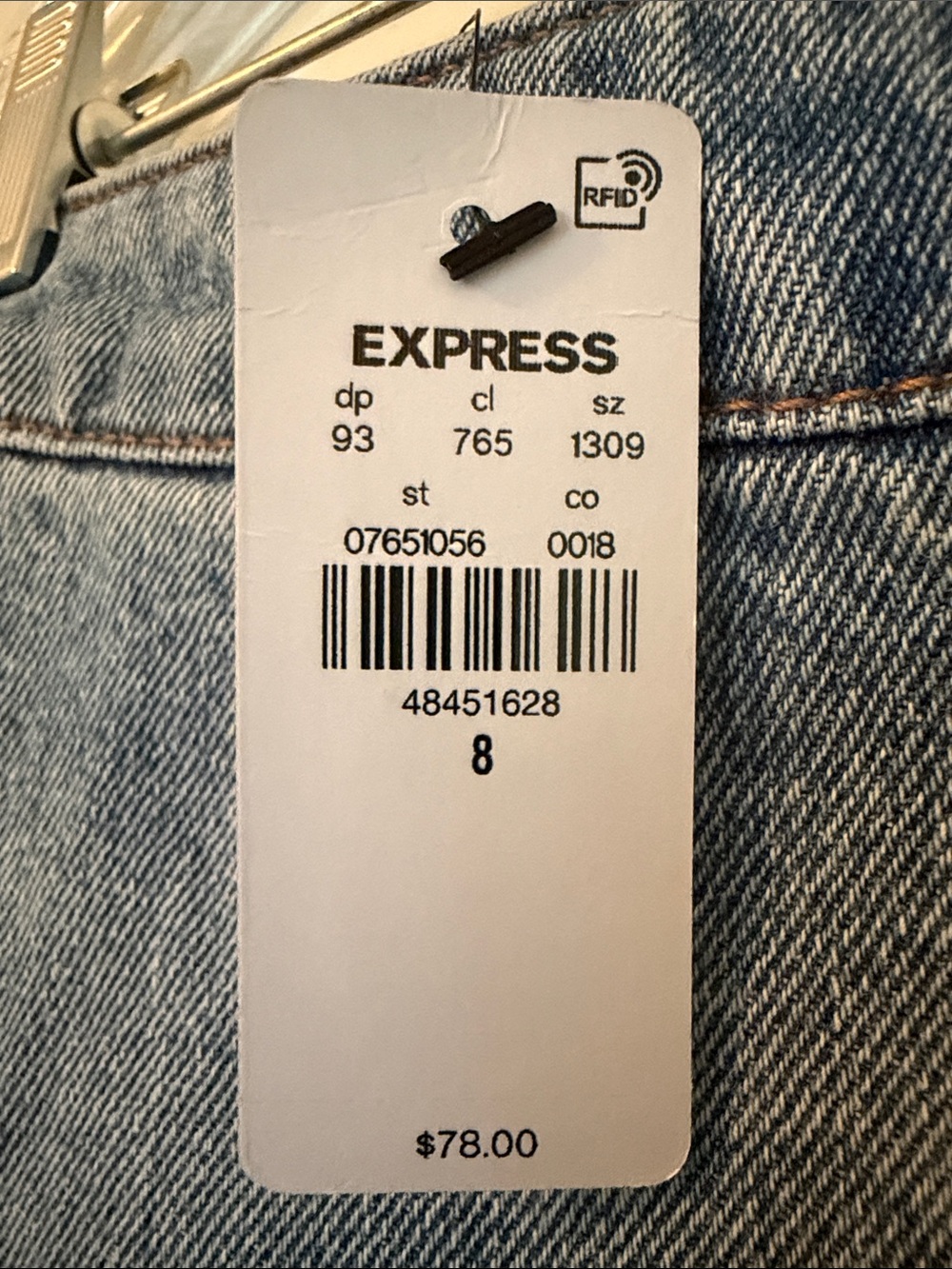 NWT Classic Denim A-Line Skirt w/ Front Slit, Size 8 - Picture 13 of 13